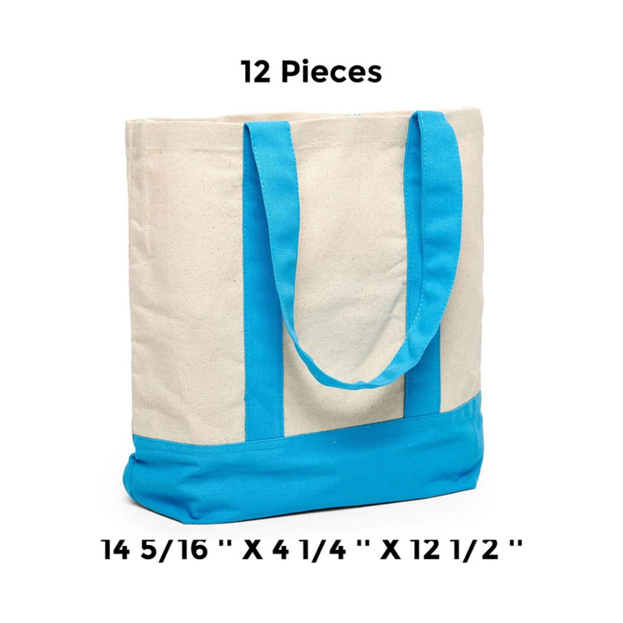 Chic Canvas Tote Bag with Two-Tone Accent 14 5/16" x 4 1/4" x 12 1/2"